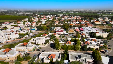 Drone-footage-of-prestigious-residences-with-red-tiled-roofs-as-seen-from-top