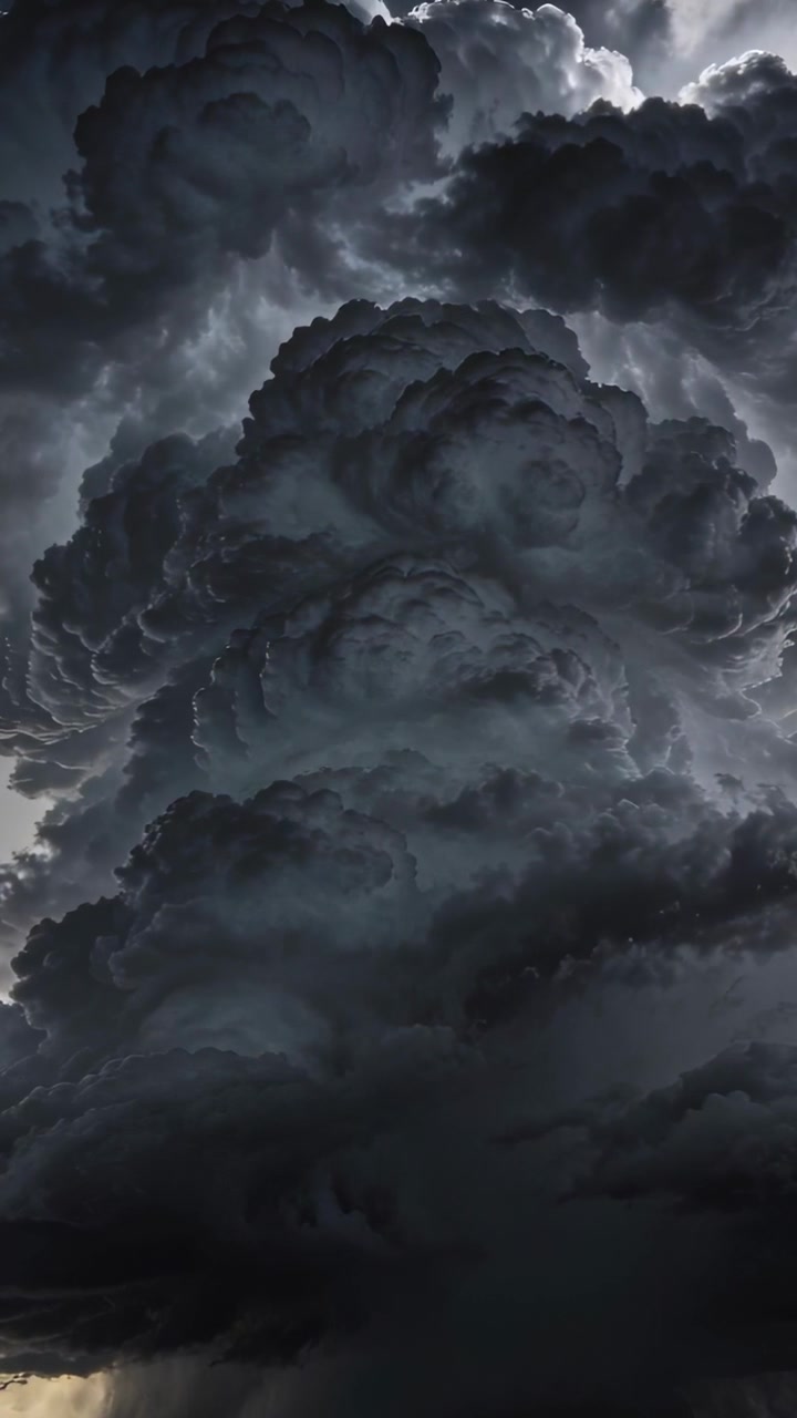 Vertical video: Growing towering thundercloud darkening sky with dense low base, driven by updrafts