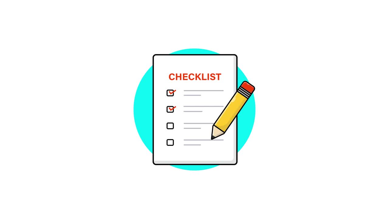 Animated Checklist with Pencil Marking Items Complete