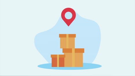 shipping or delivery packages with location marker