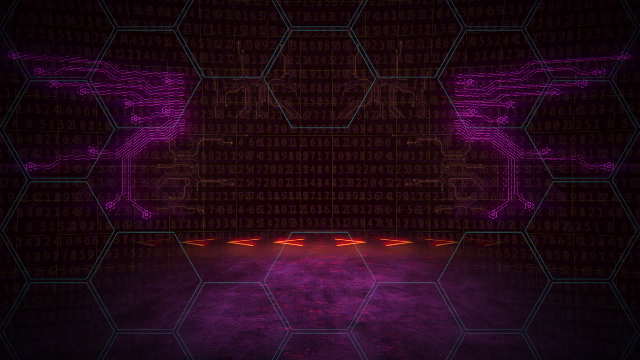 Computer digital screen with numbers and text