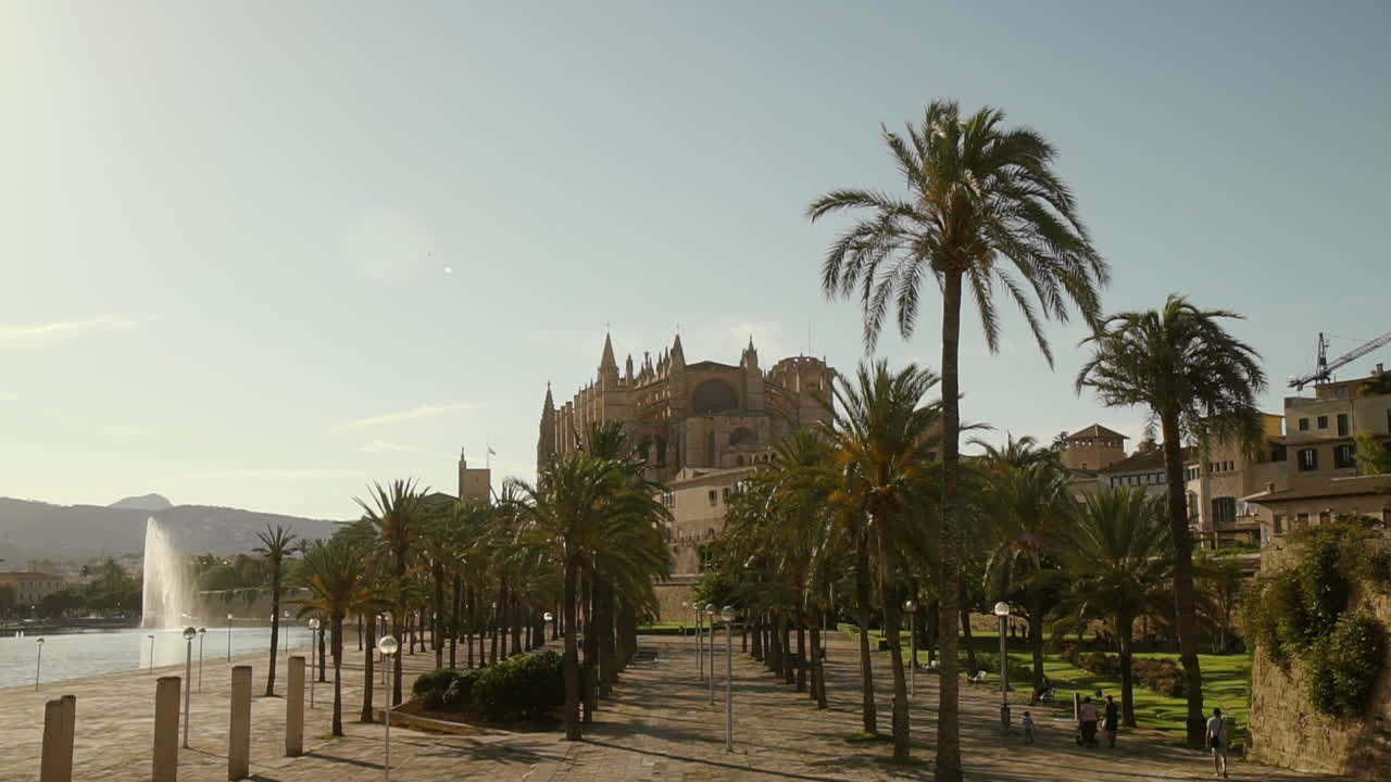 Katedralen i Palma de Mallorca og Almudaina på en solrig dag