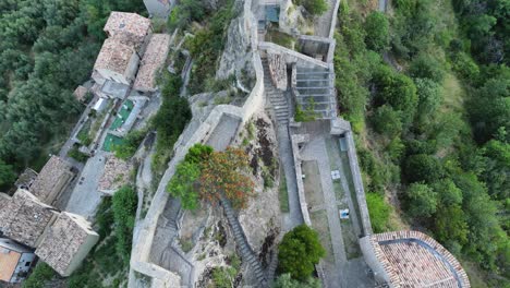 medieval rock castle from above italy