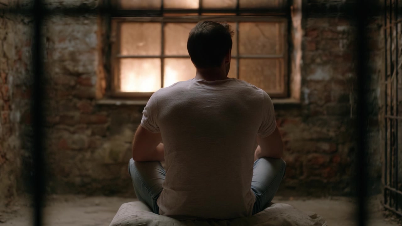 A Solitary Figure Reflects in a Dimly Lit Room: The Depth of Isolation Captured in Two Transformative Frames of Contemplation and Intrigue