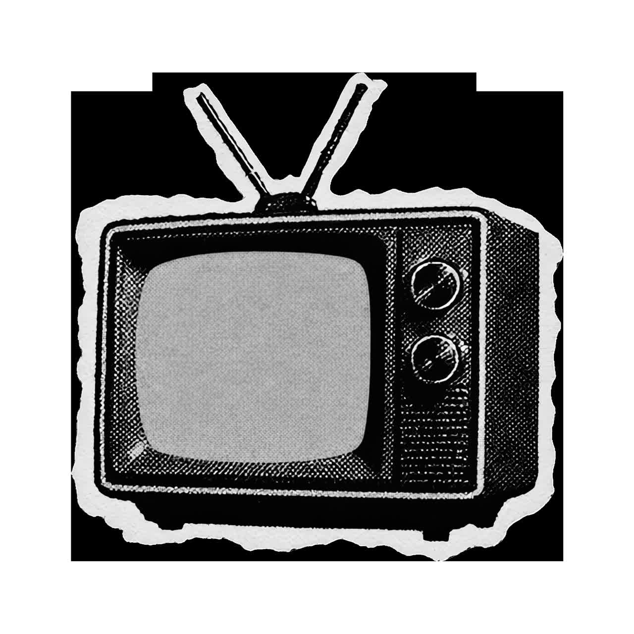 Vintage television illustration design animation isolated asset, transparent 4K video, alpha