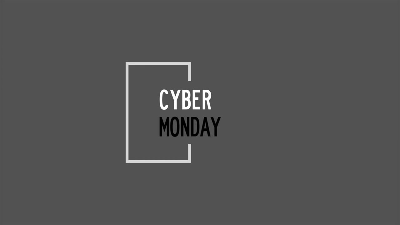 Testo Cyber Monday in cornice su gradiente moderno grigio