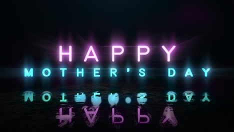 happy mother day with colorful neon text on street of night city