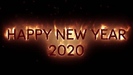 Frohes-Neues-Jahr-2020-Text-Erscheint-In-Flammen