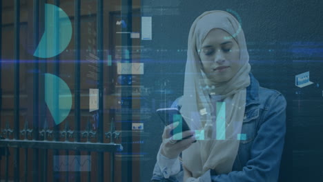woman using smartphone and data