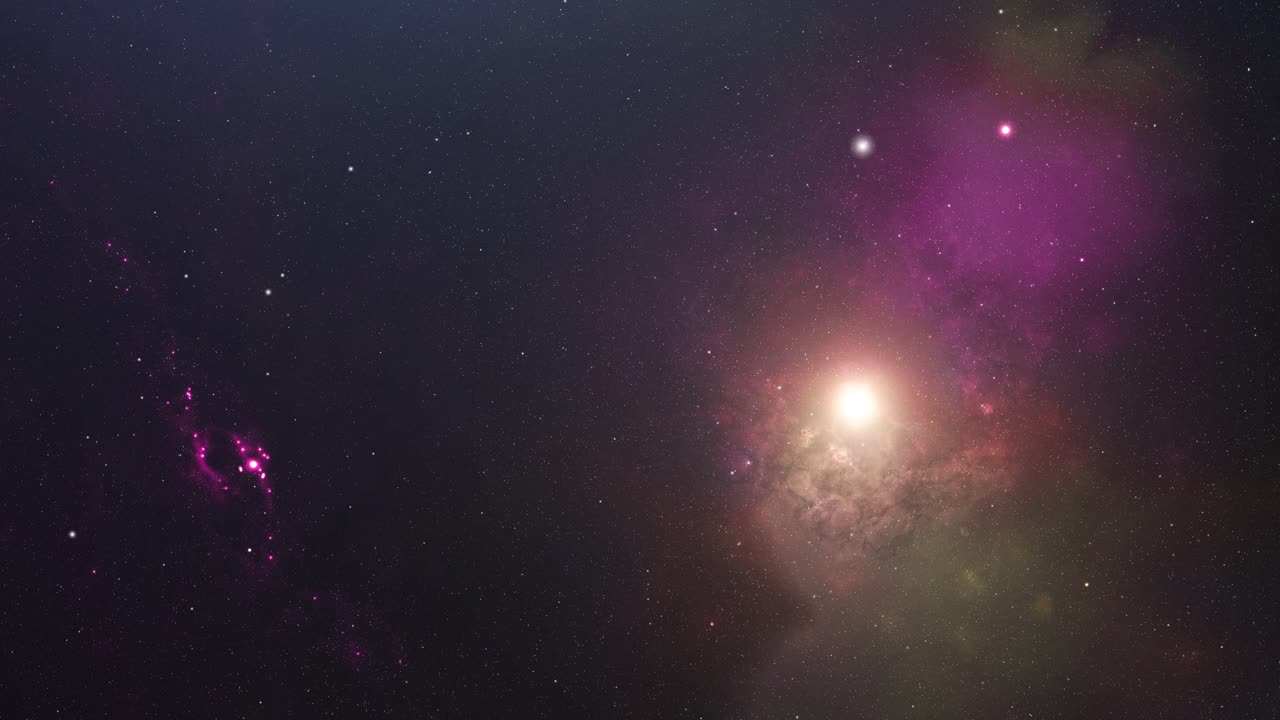 우주의 어둠 속에서 다채로운 성운