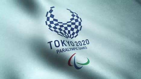 realistic flag of tokyo 2020 paralympics waving with highly detailed fabric texture