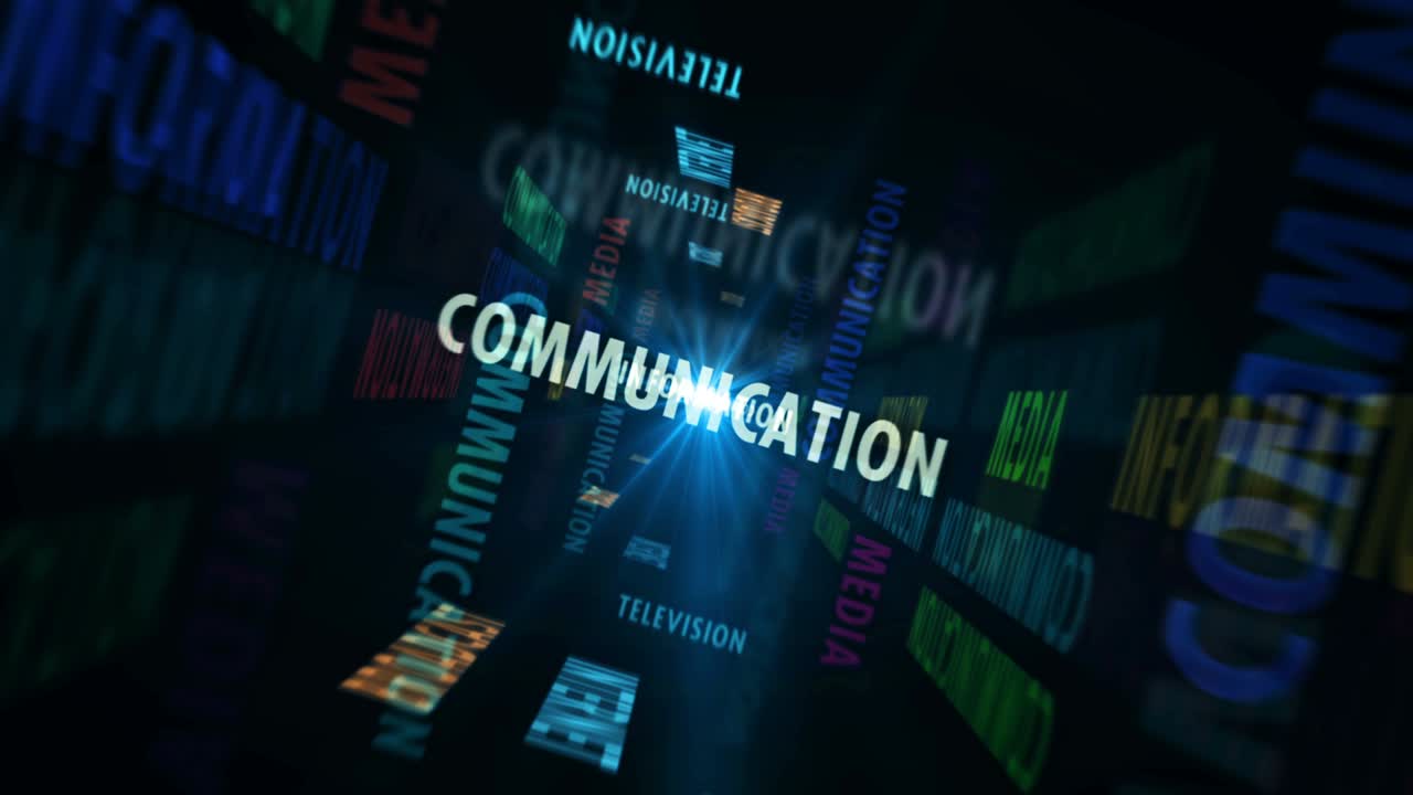 Speed flight over communication text loop abstract concept