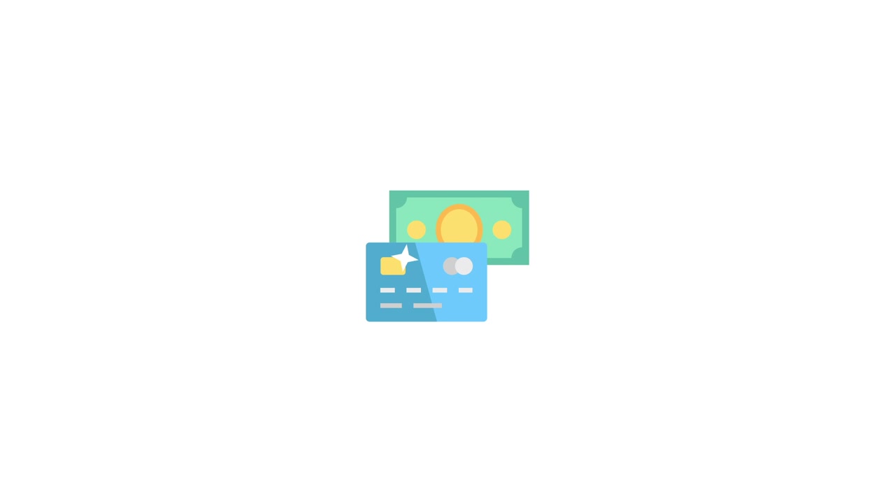 Animated Icon of Credit Card and Banknote with Sparkle Effect