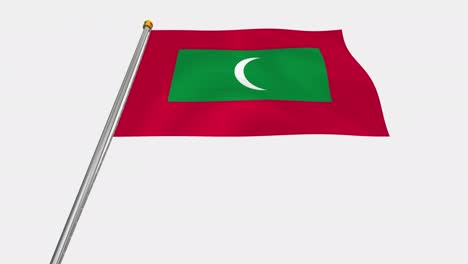 loop video of maldives flag  fluttering in the wind, slow motion video of 4k , with alpha channel