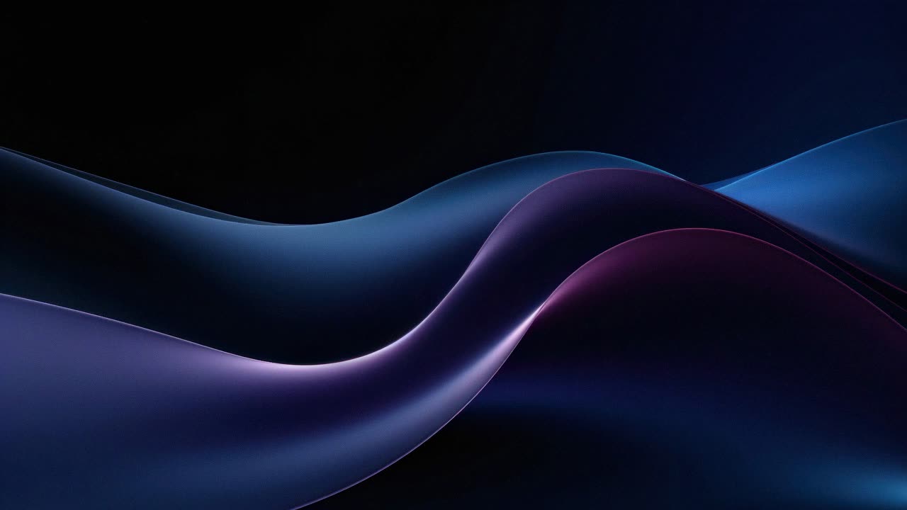 Abstract video concept with smooth, flowing purple and blue waves
