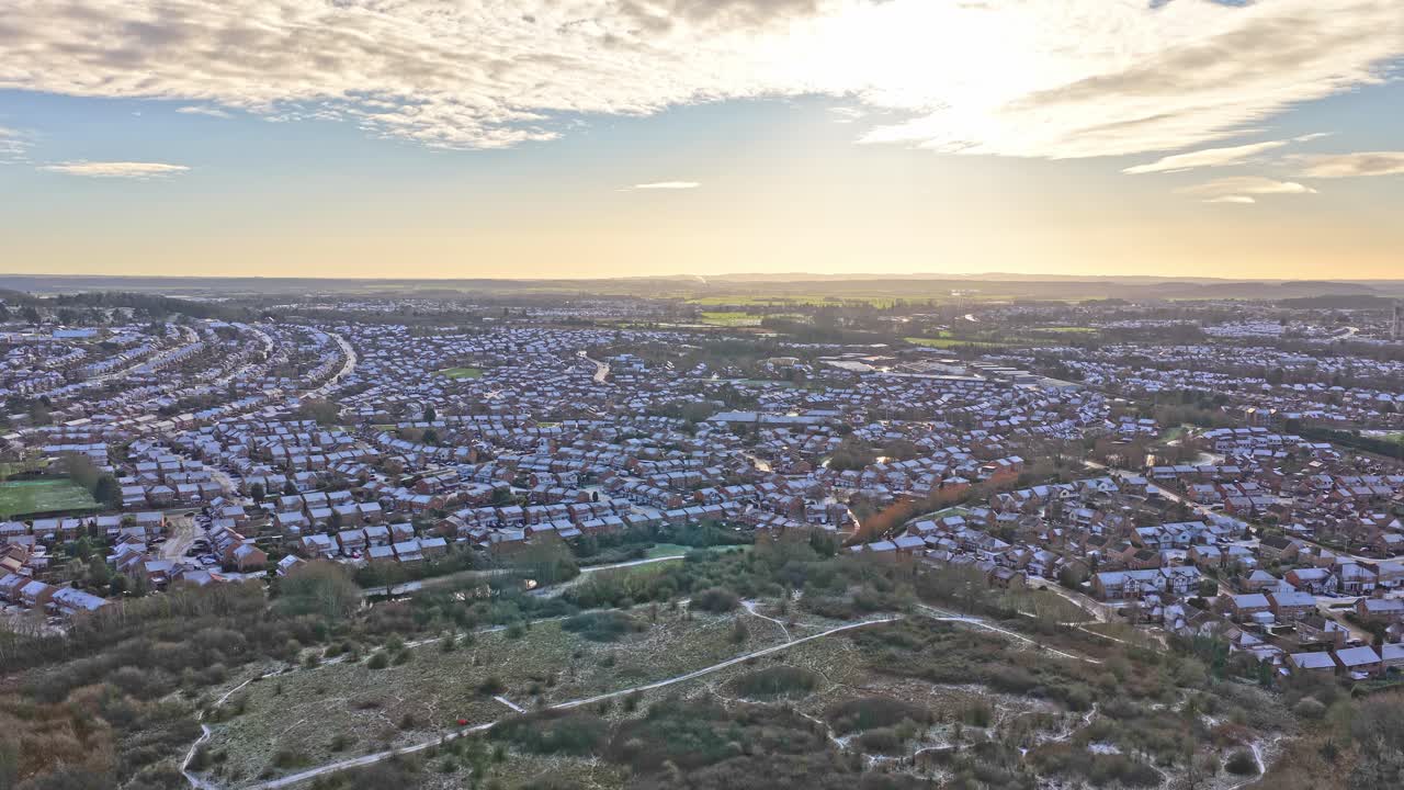 Static high-altitude aerial capturing Gamston's expansive residential in West Bridgford suburban housing grid, adjacent to Nottingham Forest's Wilford Lane training complex and City Ground