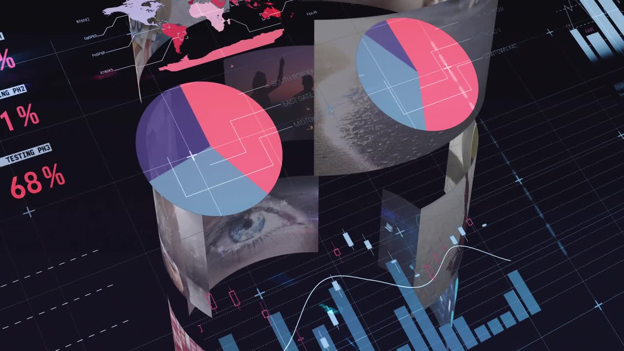 animación de estadísticas y procesamiento de datos en pantallas