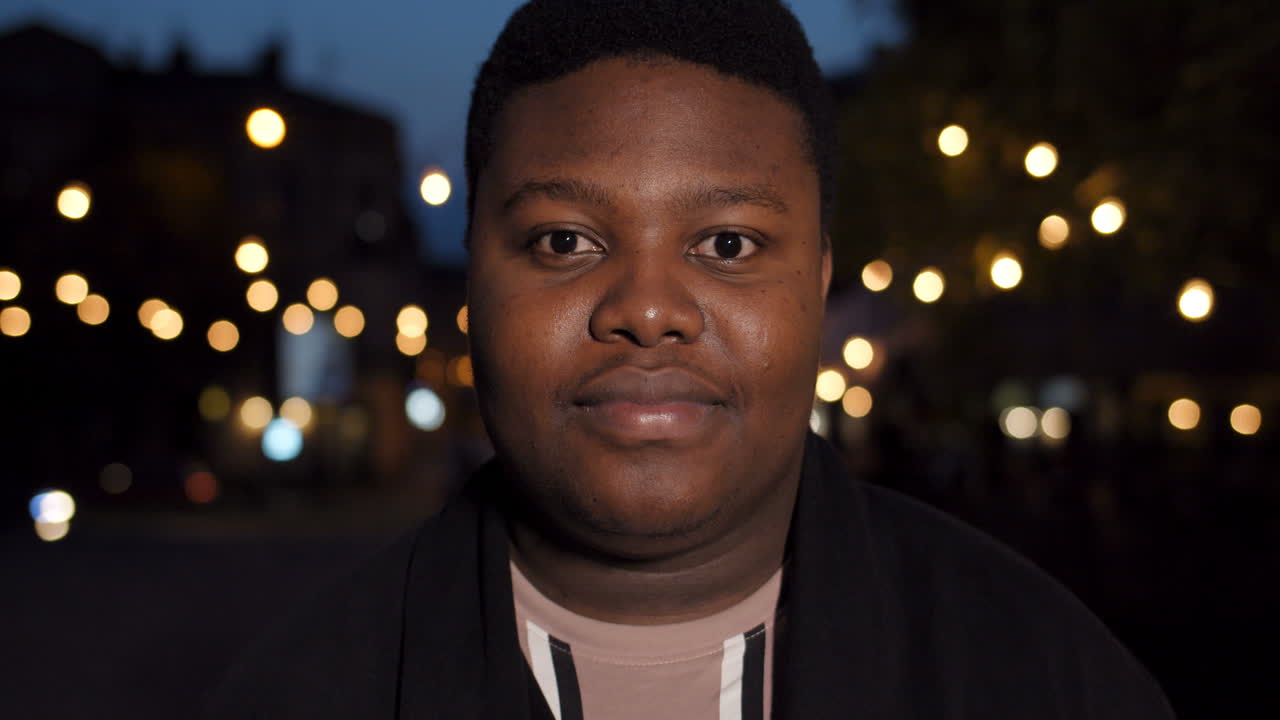 Portrait of a black man at night