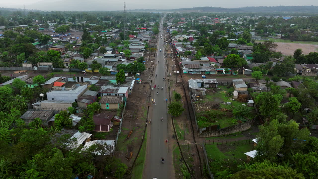 Hilly landscape surrounding Jinka town - drone view