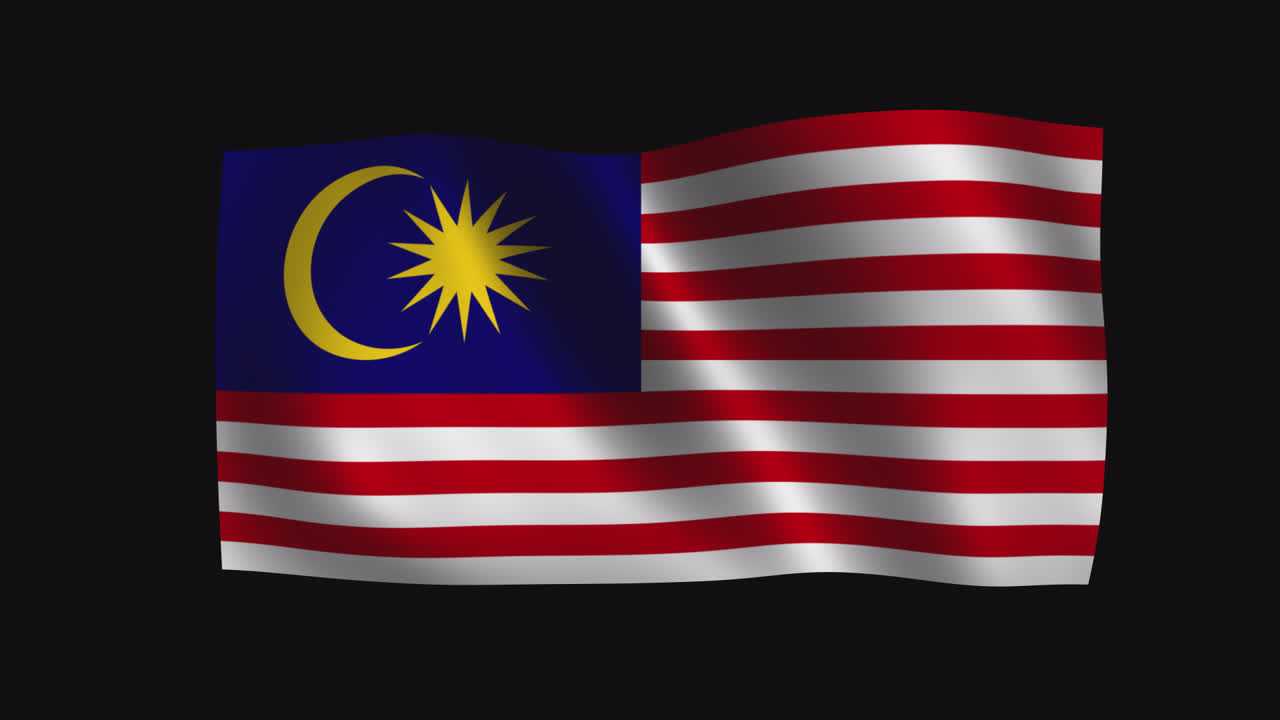 Bandiera della Malesia che sventola su sfondo nero