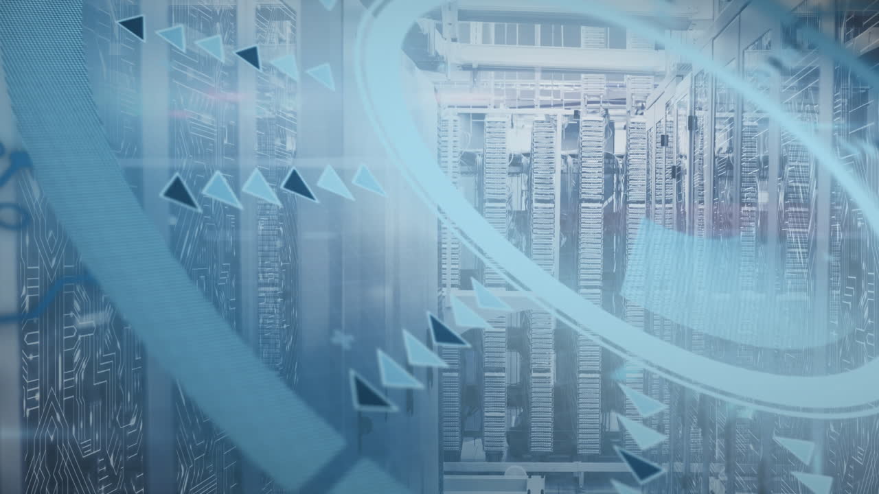 컴퓨터 서버를 통해 데이터 처리의 애니메이션