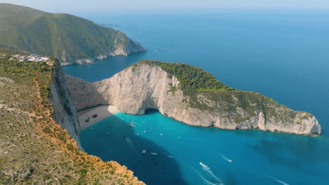 navagio beach, zakynthos, greece - aerial view