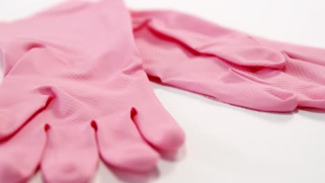 close-up of pink gloves