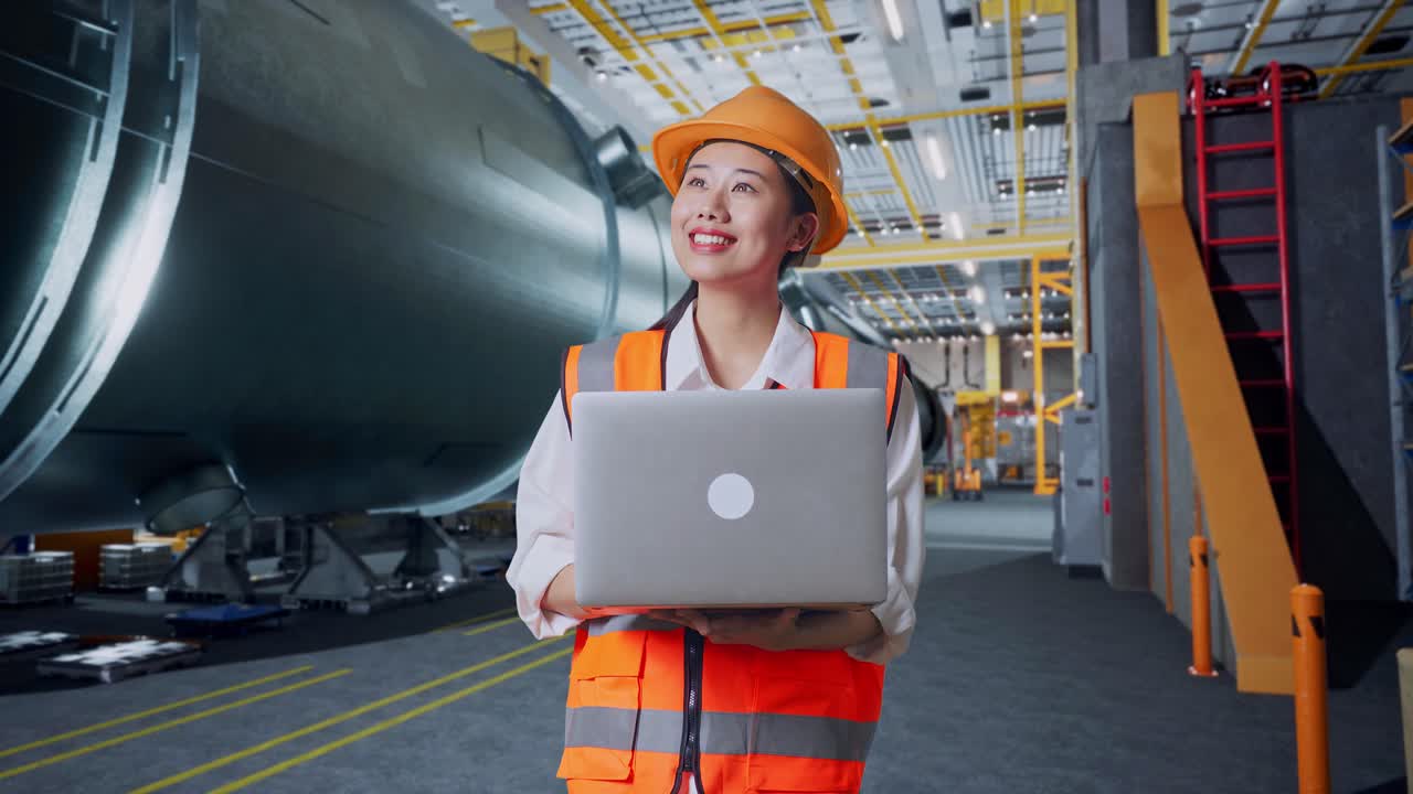 ingeniero que trabaja en una instalación industrial moderna