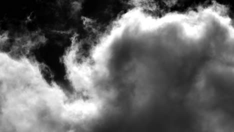 panorama of fluffy clouds in black and white color moving in the sky