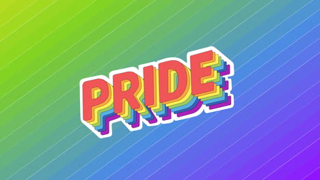 animación del texto del orgullo sobre las rayas del arco iris