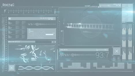 animation of medical data and information processing on grey interface