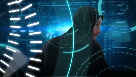 hacker y 5g escrito en el medio de un círculo futurista