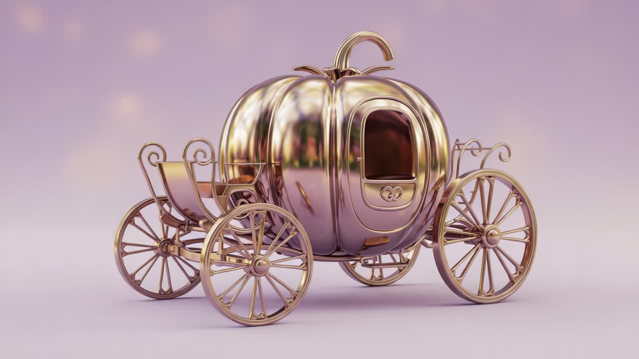 A Stunning Golden Pumpkin Carriage: A Whimsical Blend of Fantasy and Elegance with Intricate Details and a Magical Aura Reflecting Enchantment and Fairytale Dreams