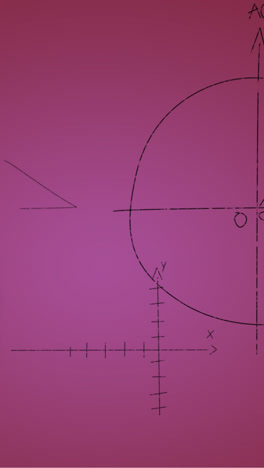 Animation-of-hand-written-mathematical-formulae-over-pink-background