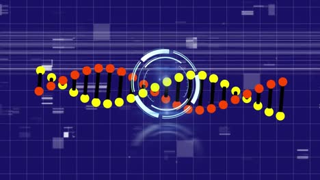 Animation-of-dna-strand-over-scope-and-digital-icons