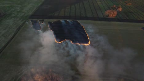 aerial view of a field fire