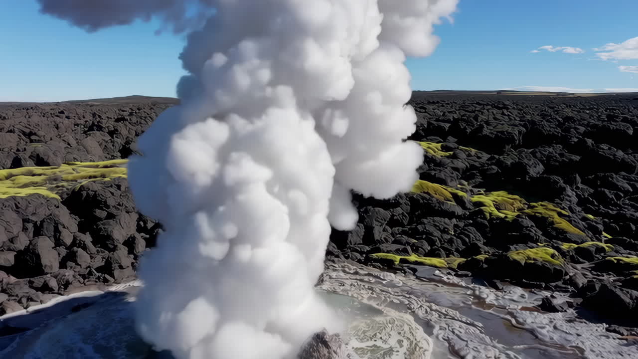 Icelandic Geothermal Area with Steam Plumes