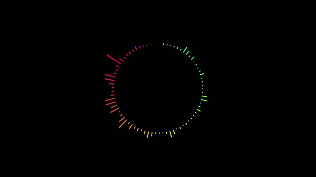 음악 및 컴퓨터 계산 개념에 대한 검은 바탕의 오디오 스트럼 서클 시레이션