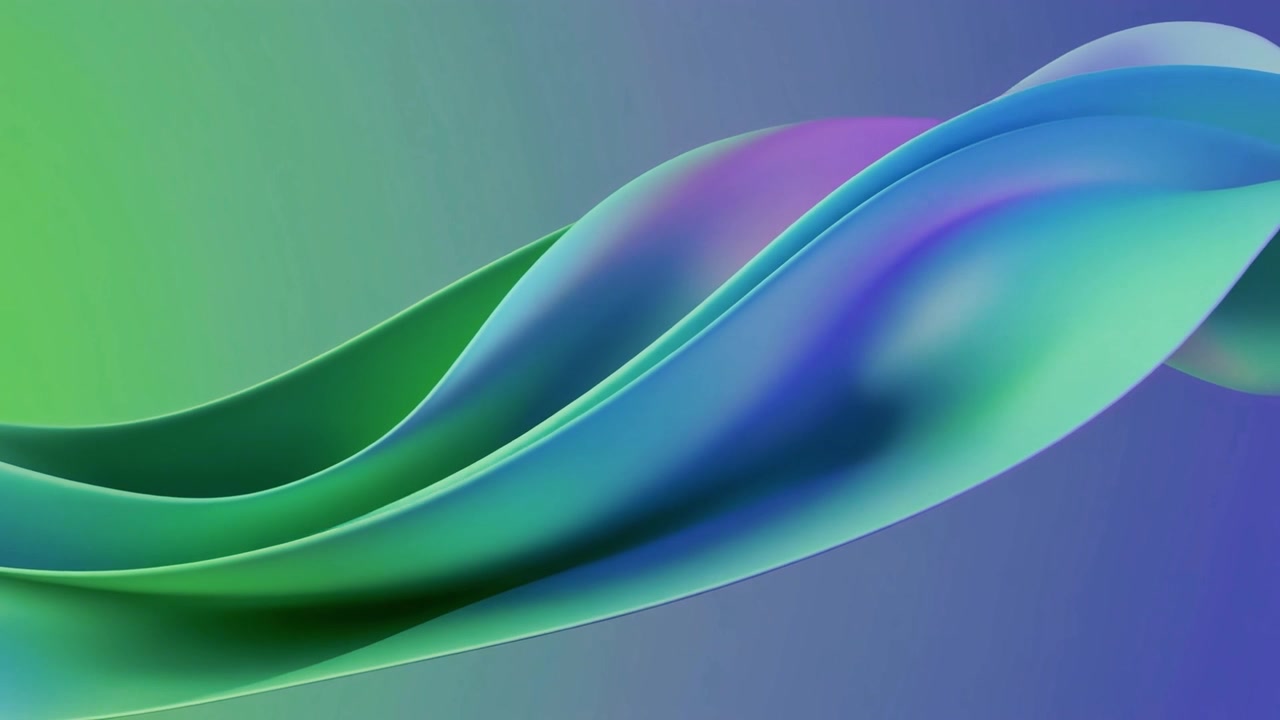 Abstract Flowing Gradient Waves in Green and Purple