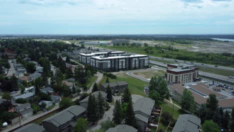 aerial view of the appartments buildings in glamorgan community in calgary