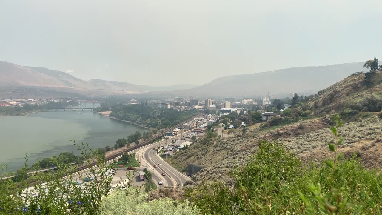 City in Smoke: Kamloops' Downtown Amid Ross Moore Lake Wildfire Effects
