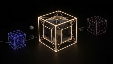 futuristic geometric visualization featuring stylized cubes in an abstract space, highlighting light interplay and dimensional shapes for enhanced aesthetic appeal