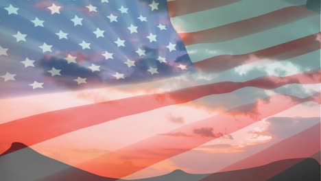 american flag and the sky
