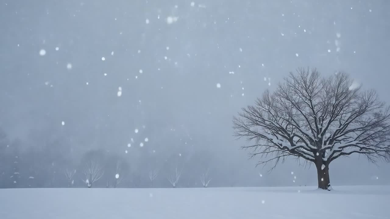 단독 나무 가 있는 눈