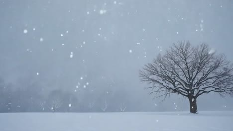 campo nevado con un árbol solitario