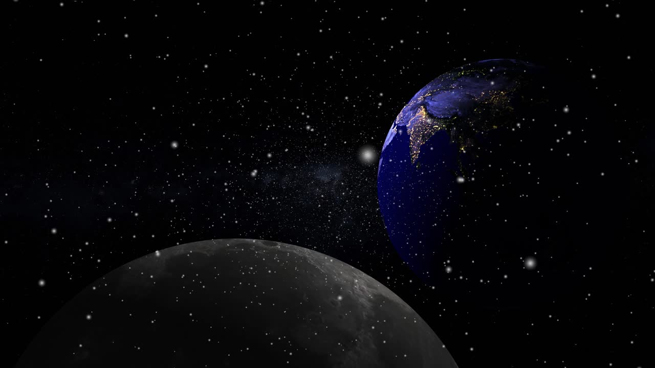 sistema solar, planeta tierra con el primer plano de la luna en el espacio