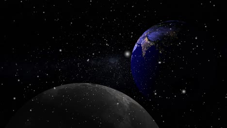 sistema solar, planeta tierra con el primer plano de la luna en el espacio