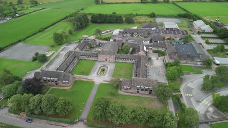 historic lady manners school, formerly bakewell grammar - drone anti-clockwise rotate and pull back, revealing scenery - bakewell, derbyshire, uk