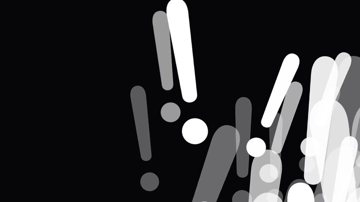 Abstract Animation of Floating Exclamation Marks on Black Background