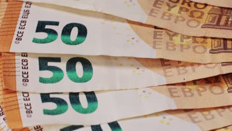 vijftig euro bankbiljetten close-up. europese munt eur, centrale bank van de eu. 50 euro geld macro. economie, financieel en bankconcept in de europese unie.